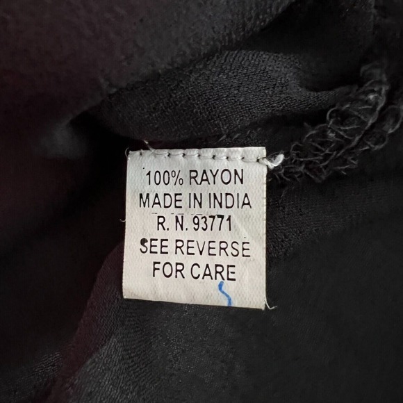 Vintage Womens Y2K Sheer Boho Beaded Embroidered Cover Up Tunic Top Sz M Black - Picture 10 of 11